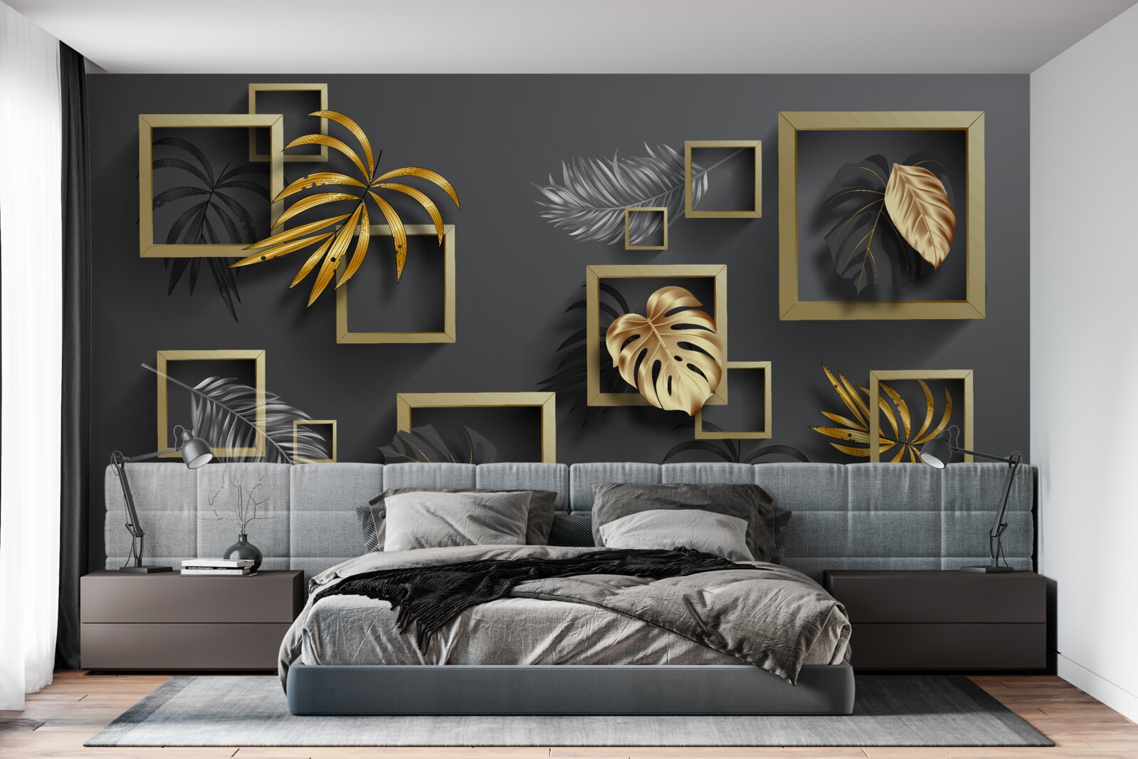Papier peint design d'intérieur, couloir et salle de séjour