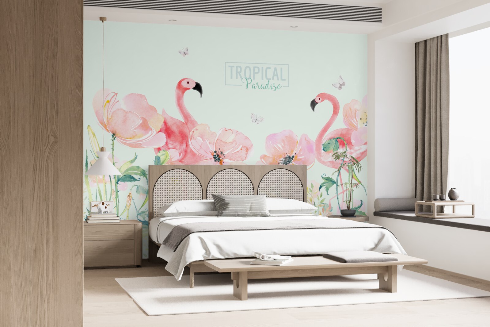 Papier peint Le flamant rose est une espèce d'oiseau qui peut nager