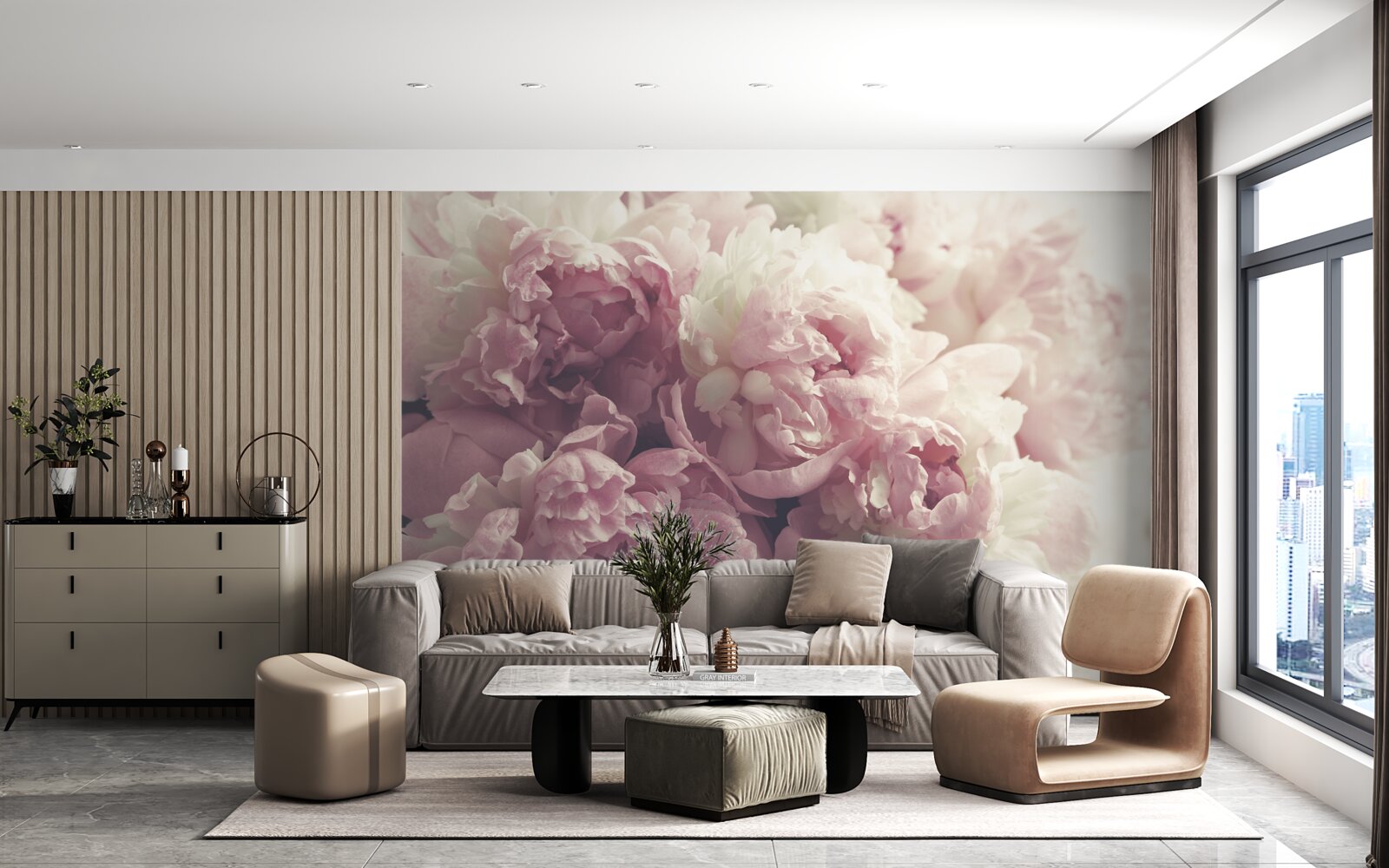 Papier peint pétale de rose en rose