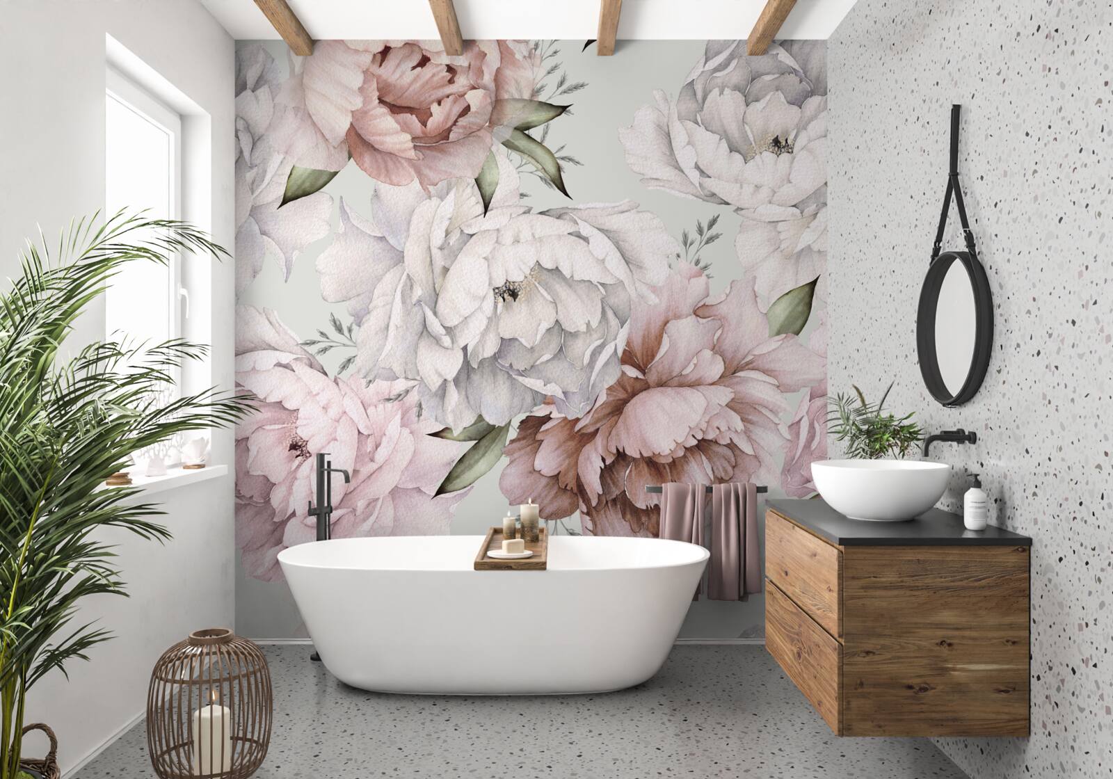 Papier peint pivoines lumineuses