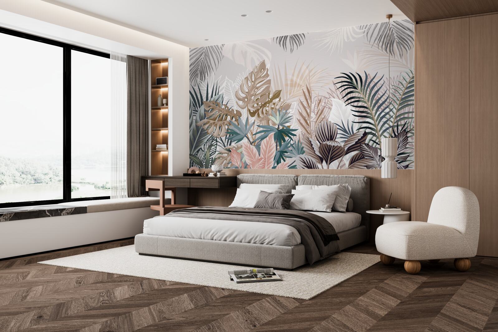 Papier peint design d'intérieur, couloir et salle de séjour