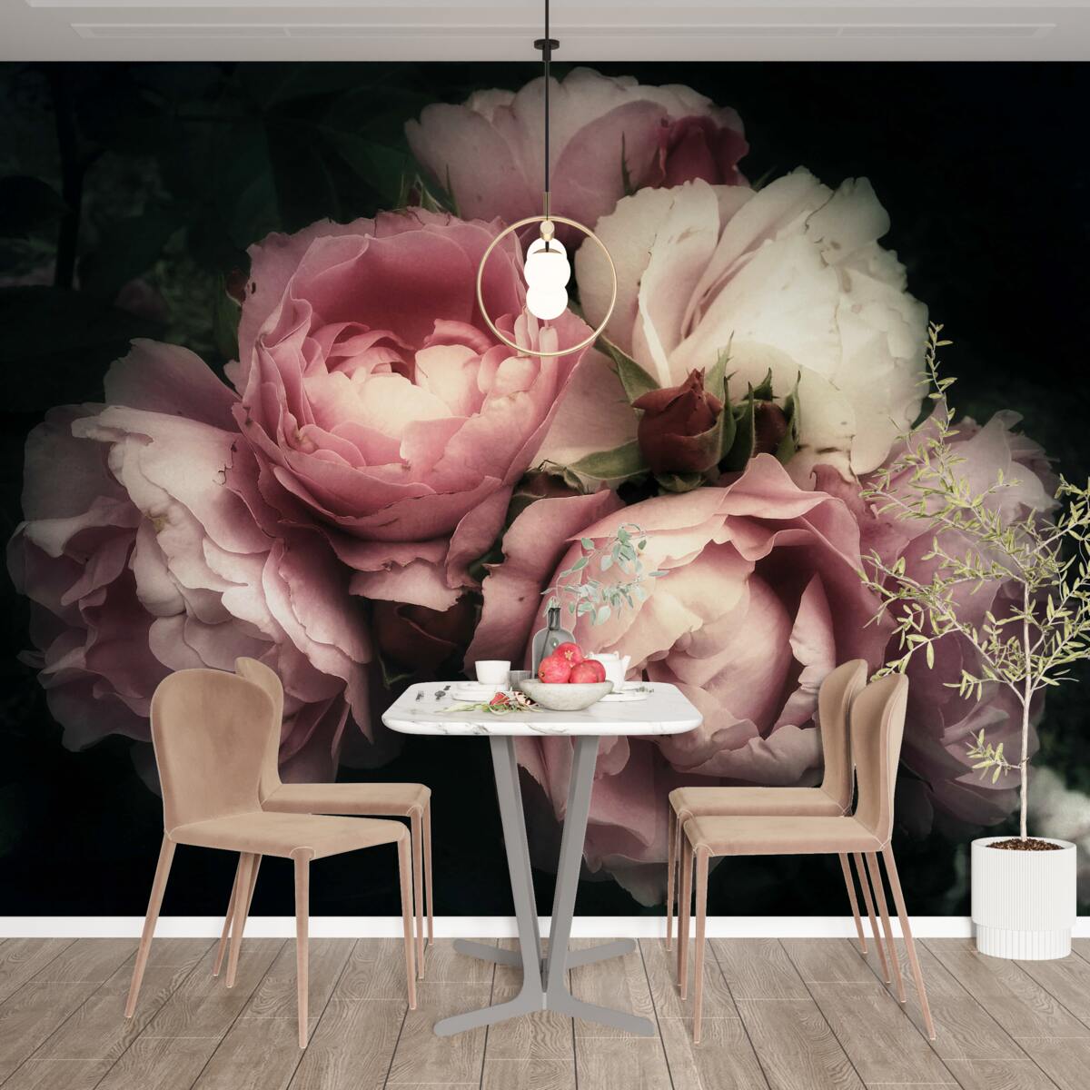 Papier peint pétale, fleur et teinte rose
