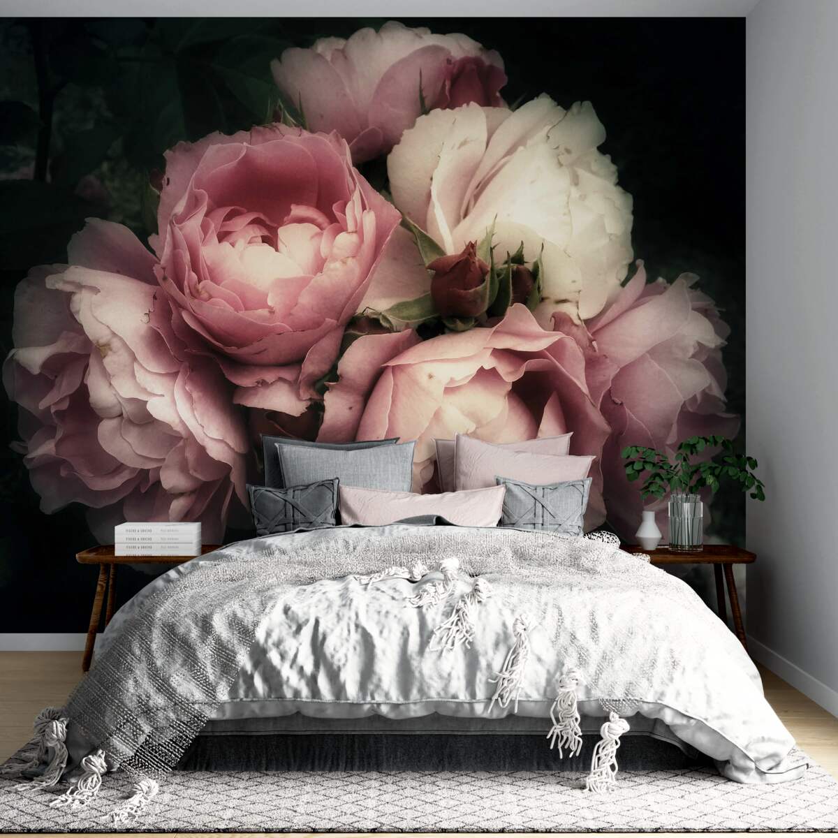 Papier peint pétale, fleur et teinte rose