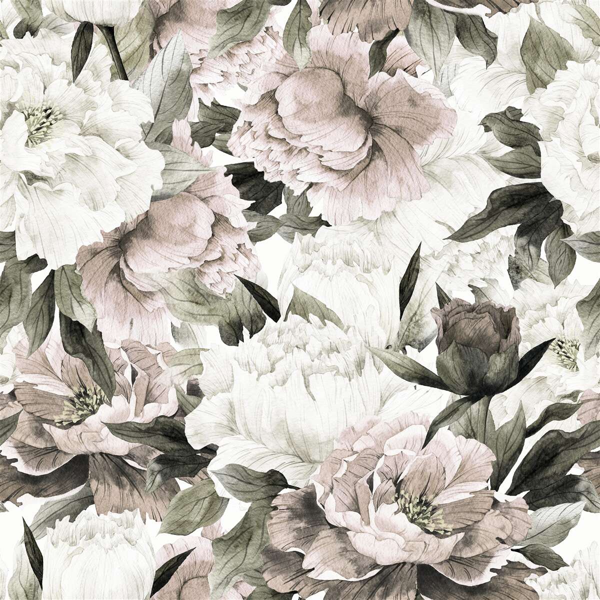 Papier peint bourgeon, flore et granulé