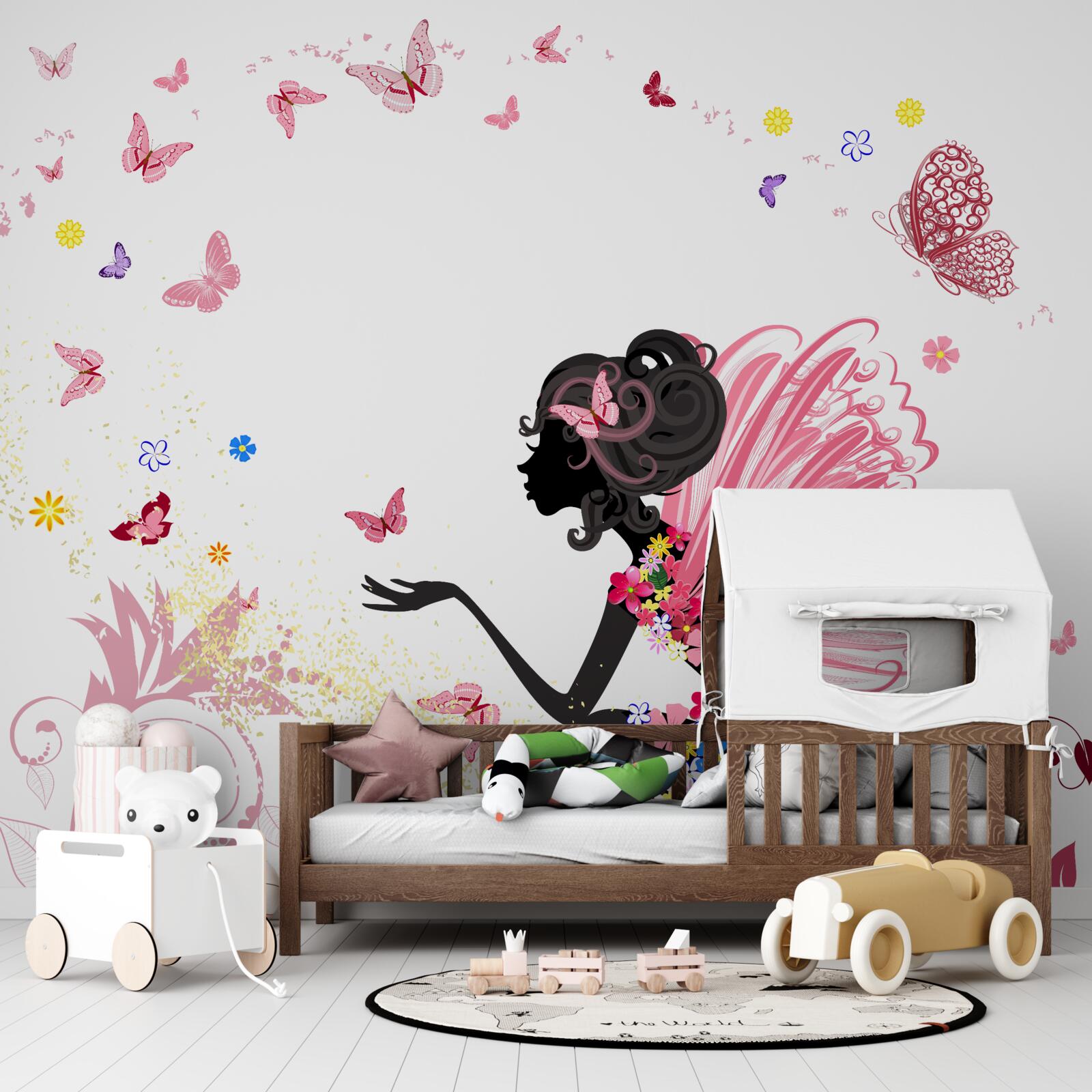 Papier peint jeune femme avec des flocons de neige
