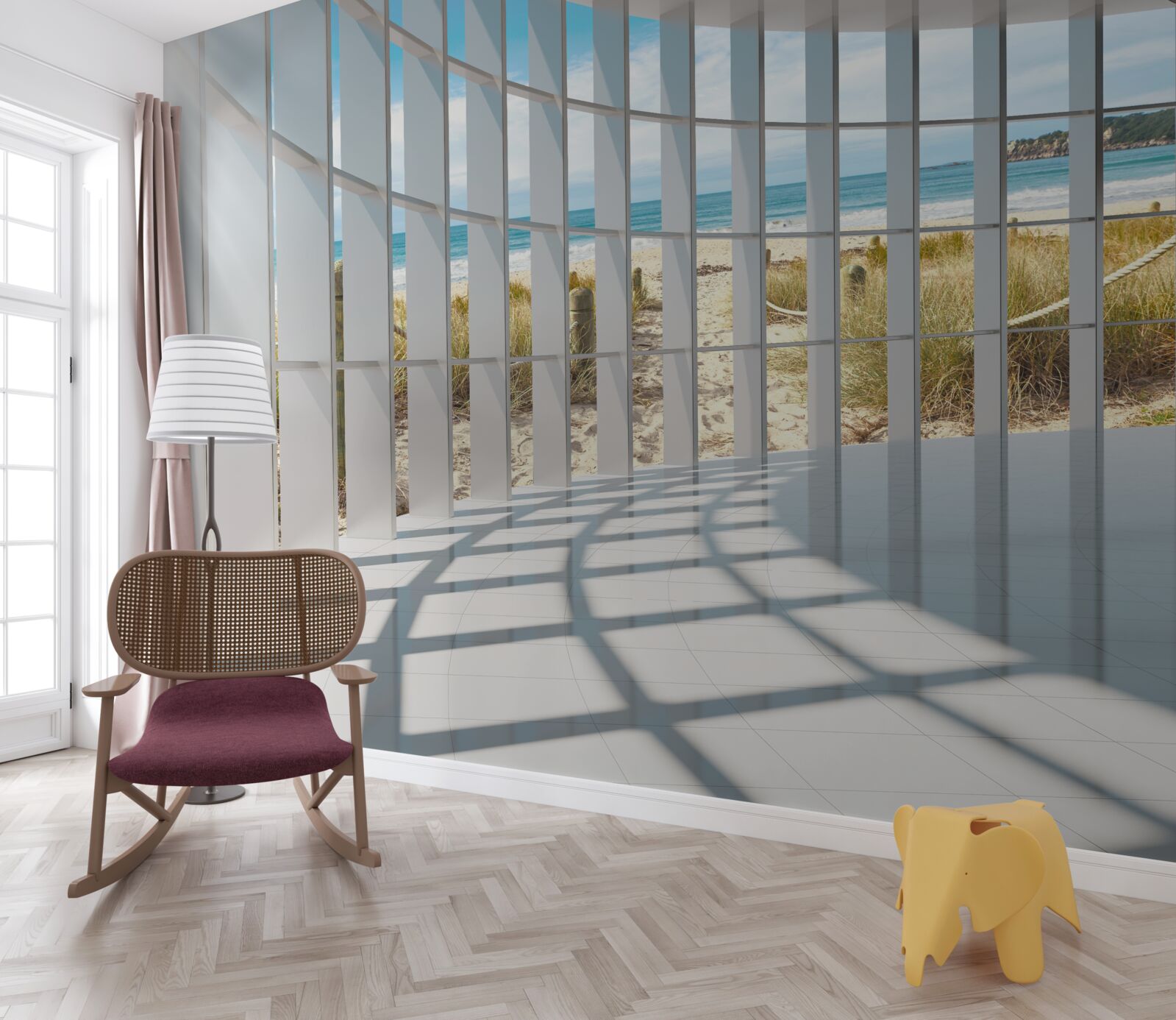 Papier peint Eclairage 3d et éléments de décoration murale naturels