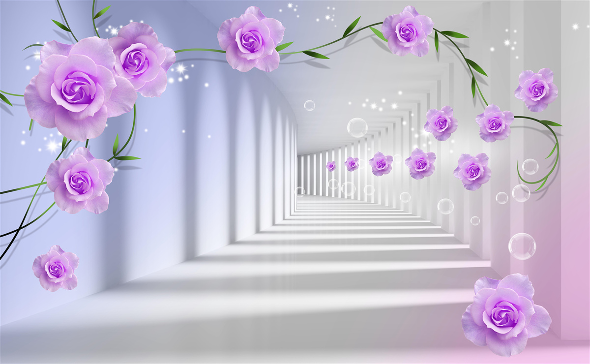 Papier peint couloir en rose
