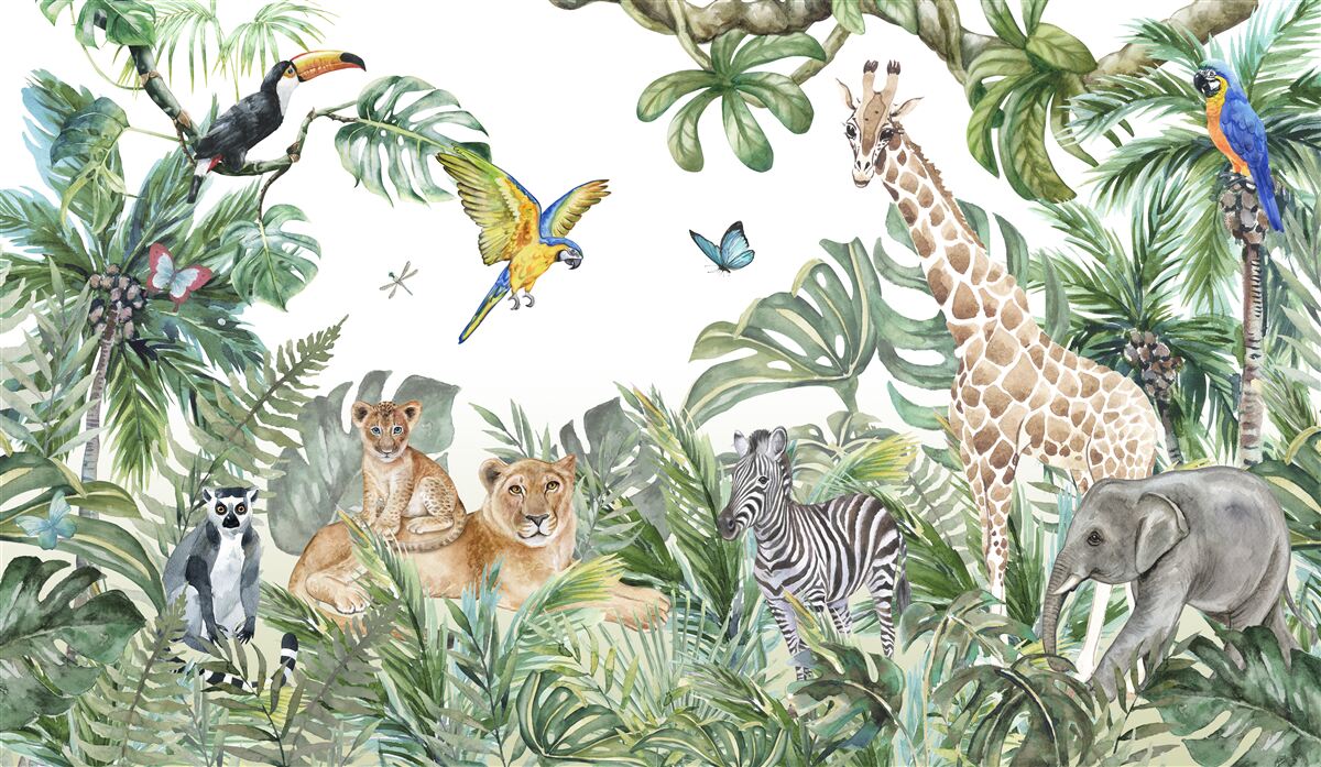 Papier peint créatures de la forêt tropicale