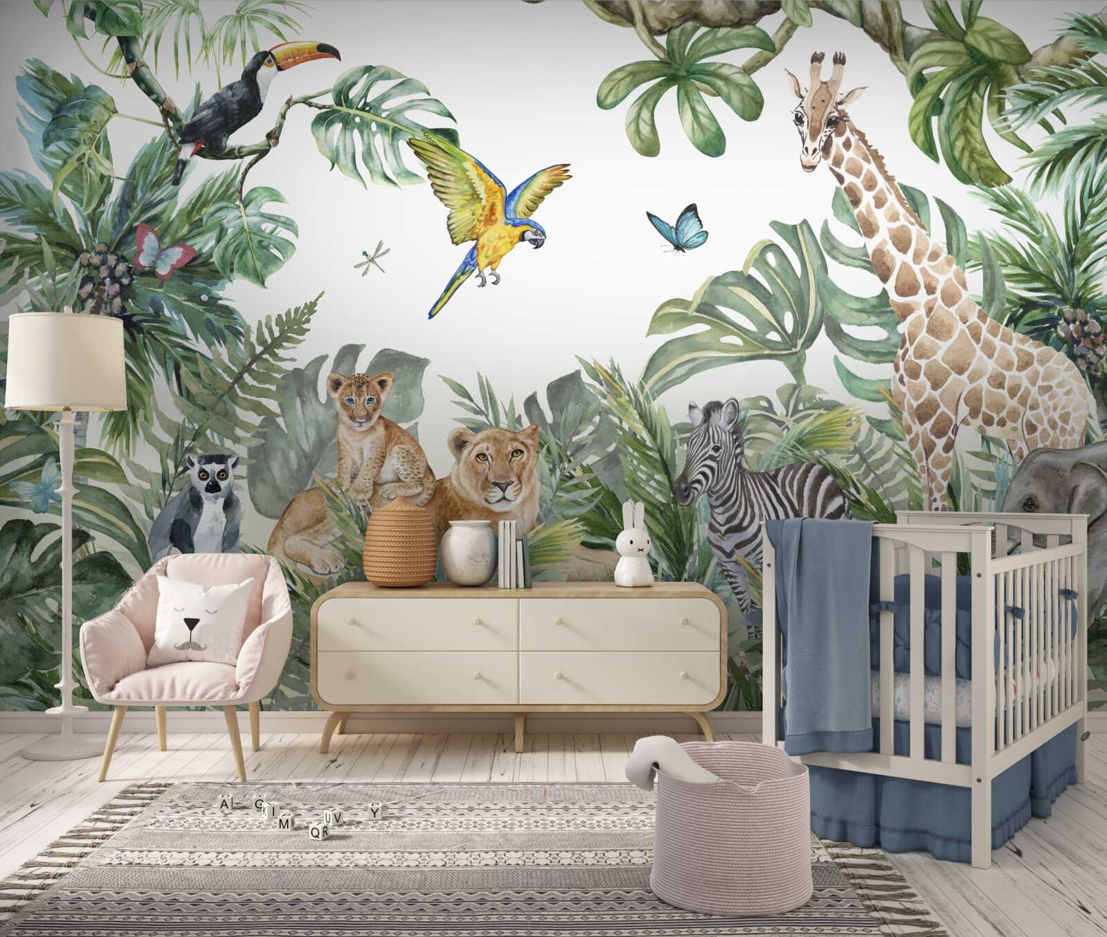 Papier peint créatures de la forêt tropicale
