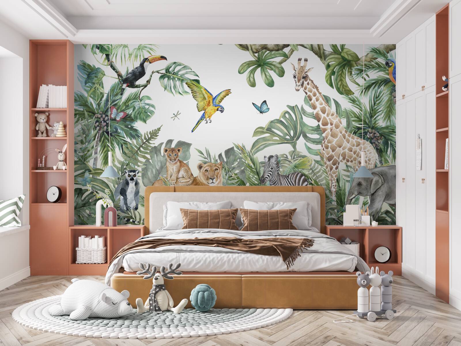 Papier peint créatures de la forêt tropicale