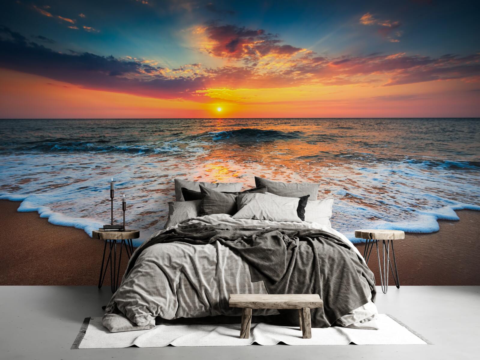 Papier peint coucher de soleil sur l'océan