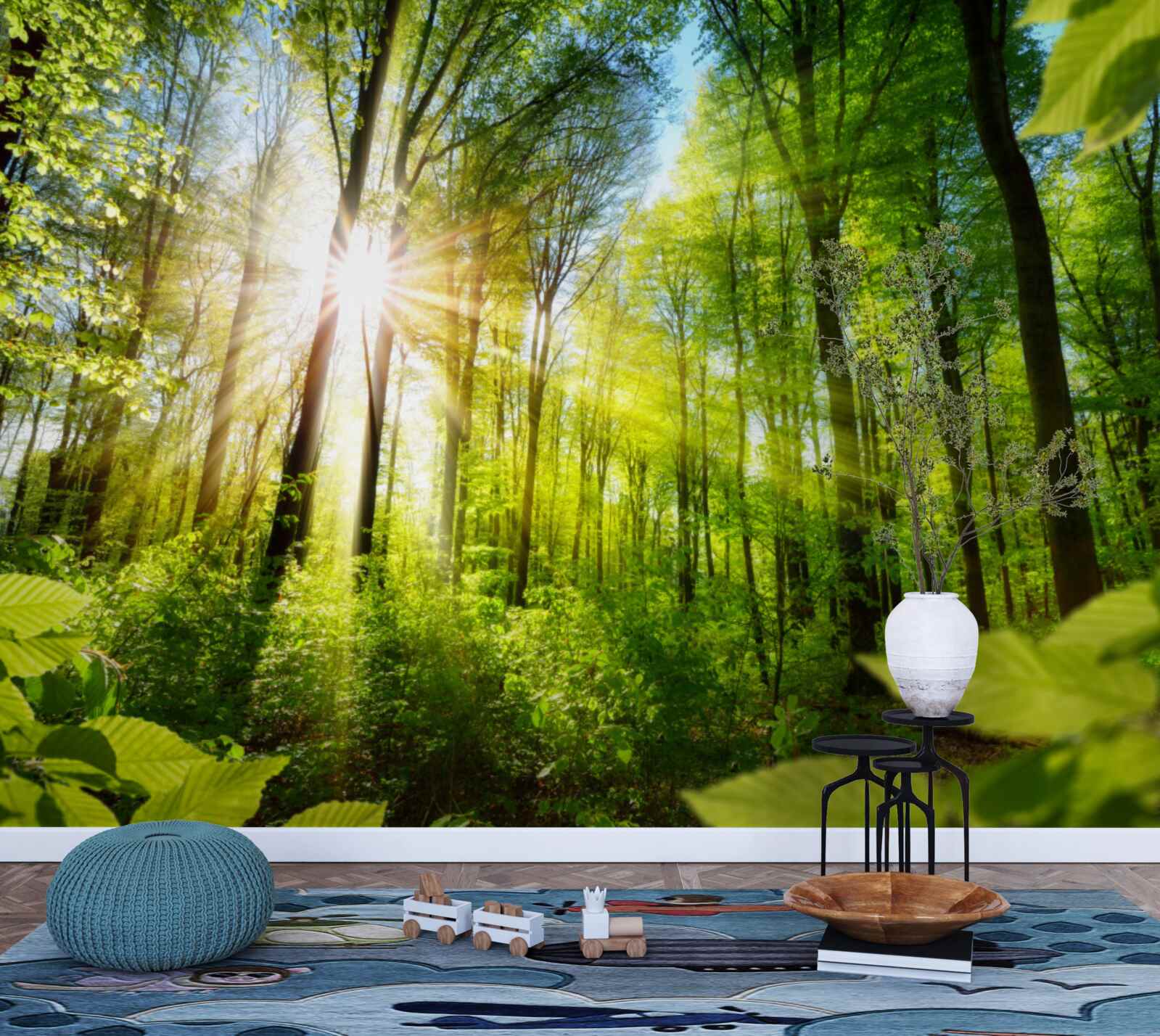 Papier peint une forêt éclairée par le soleil
