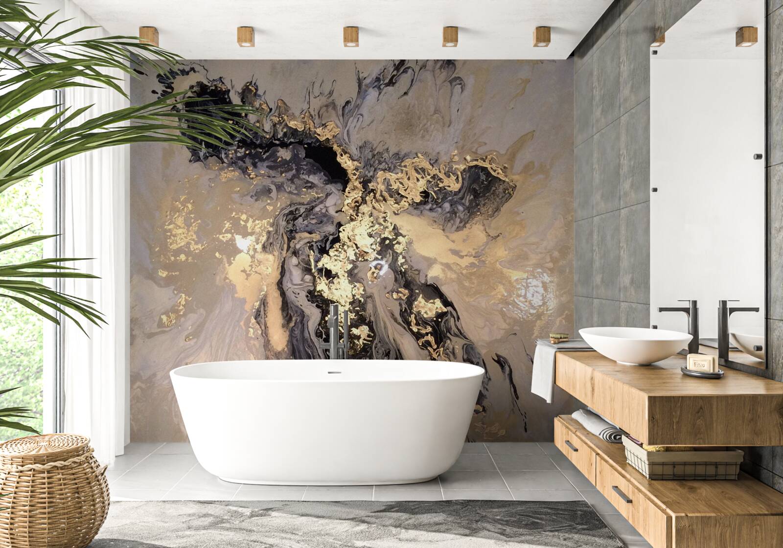 Papier peint l'or liquide