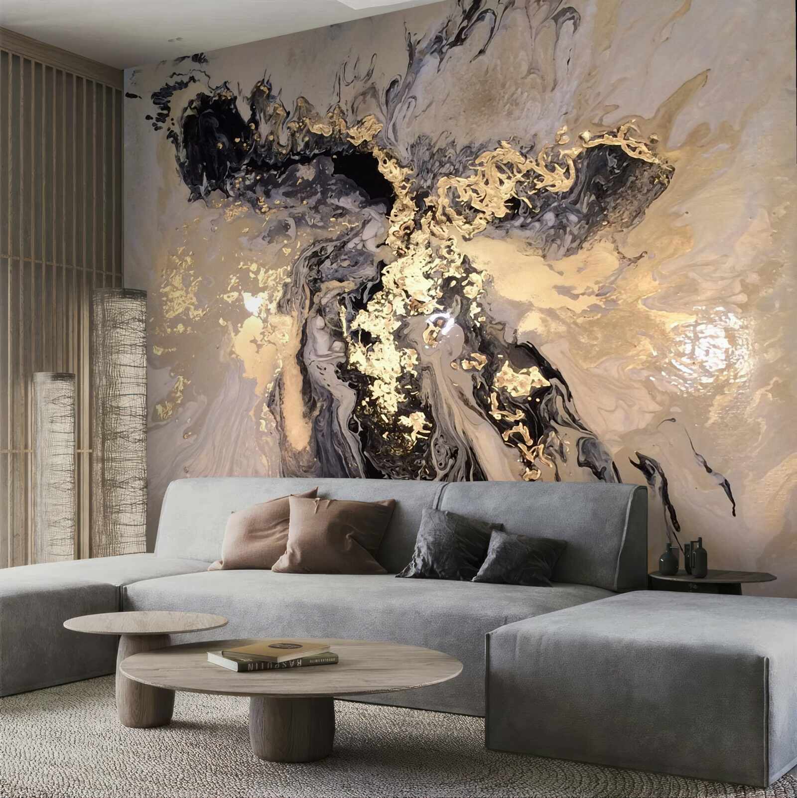 Papier peint l'or liquide