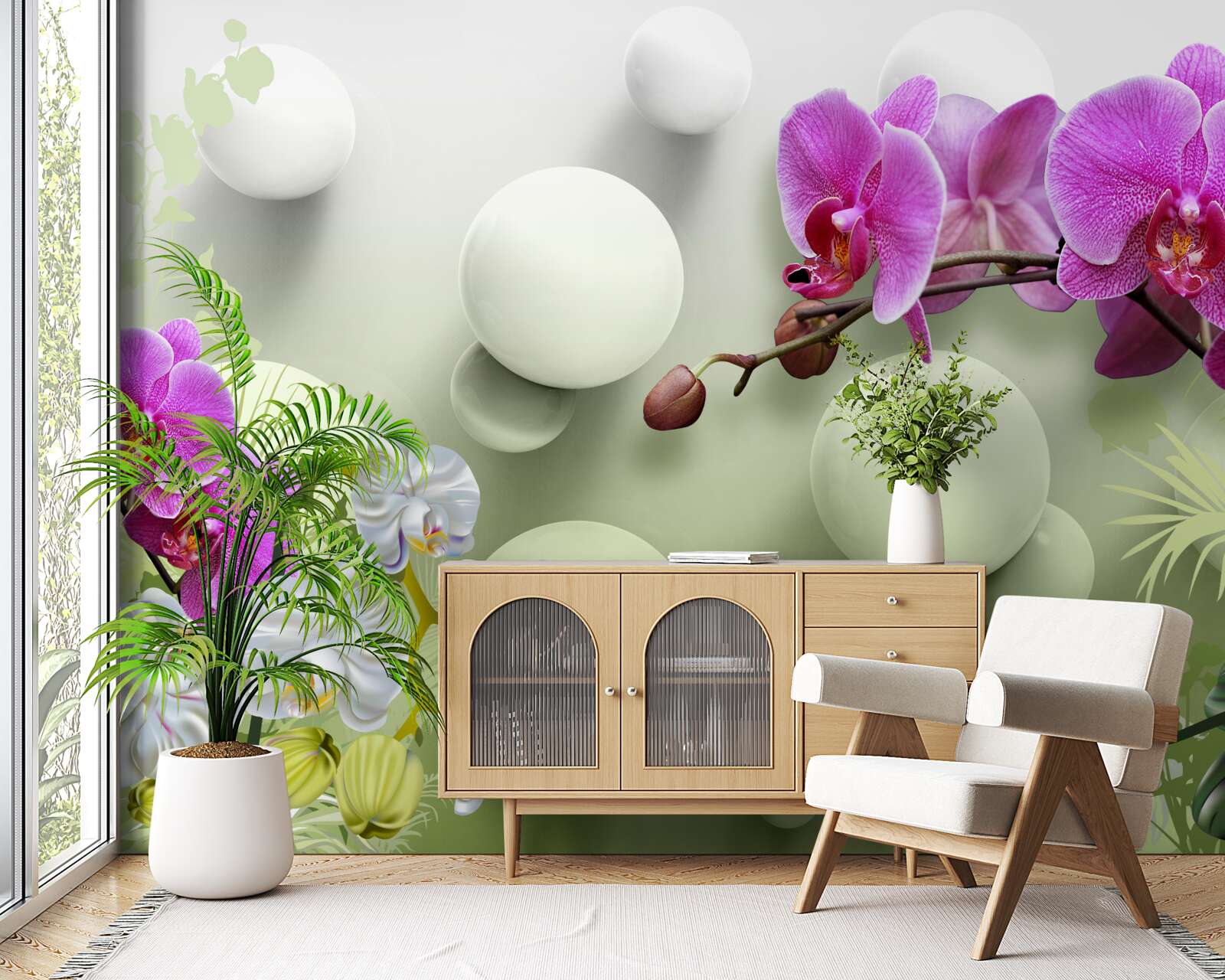 Papier peint orchidée lilas