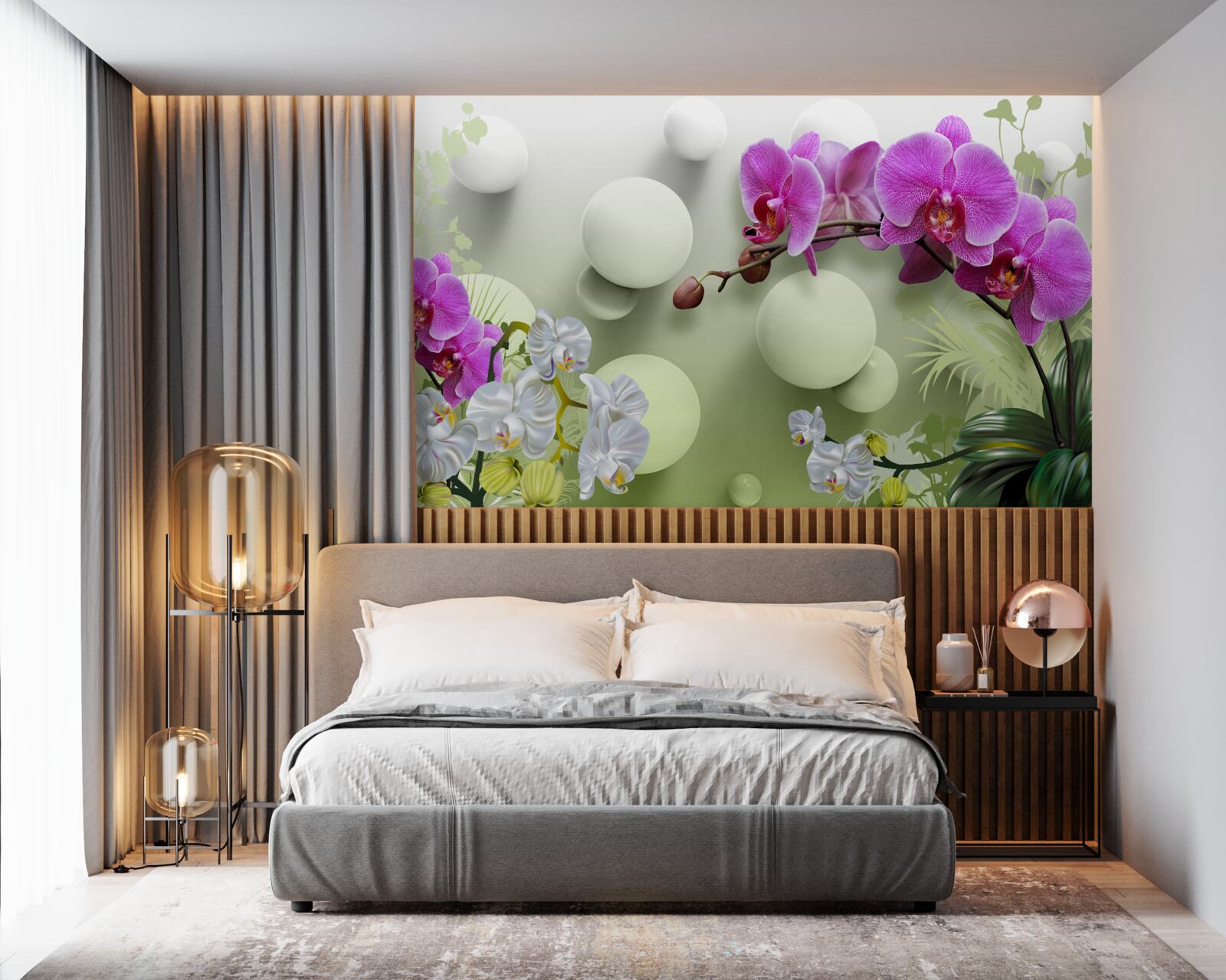 Papier peint orchidée lilas