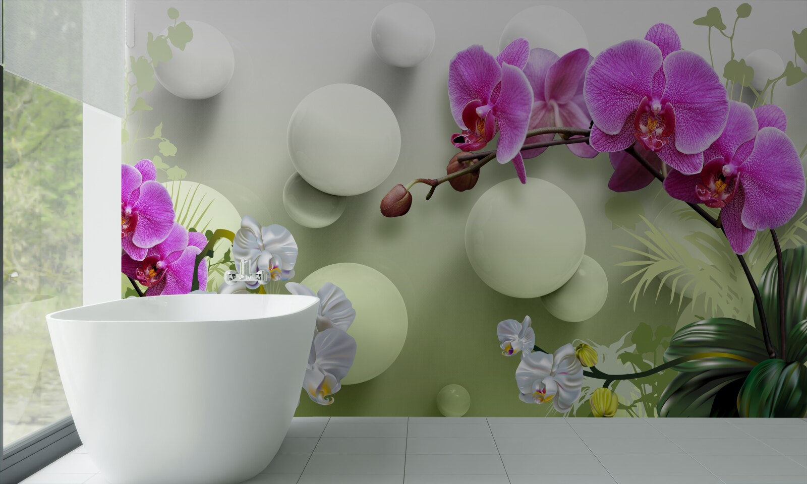 Papier peint orchidée lilas