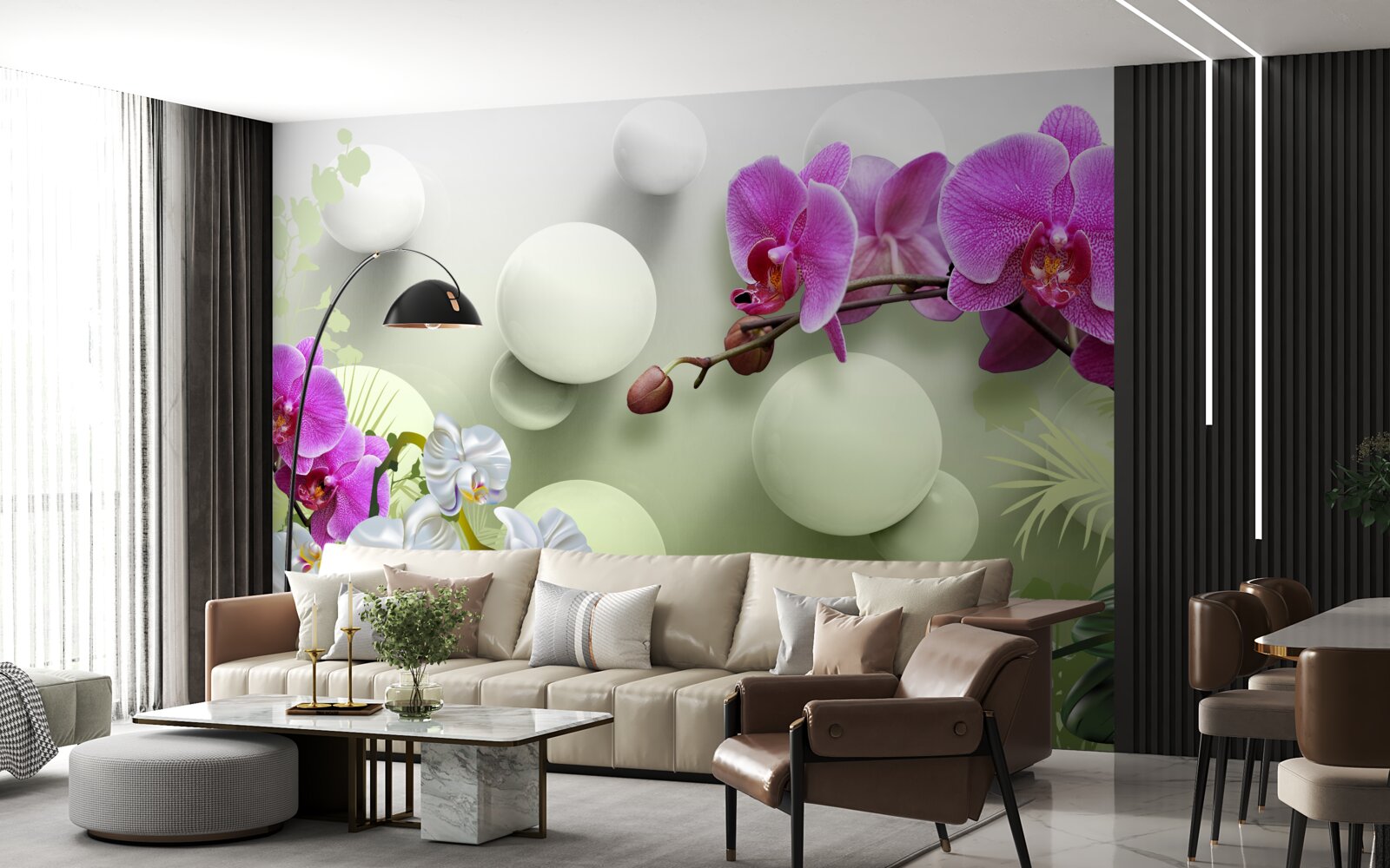 Papier peint orchidée lilas