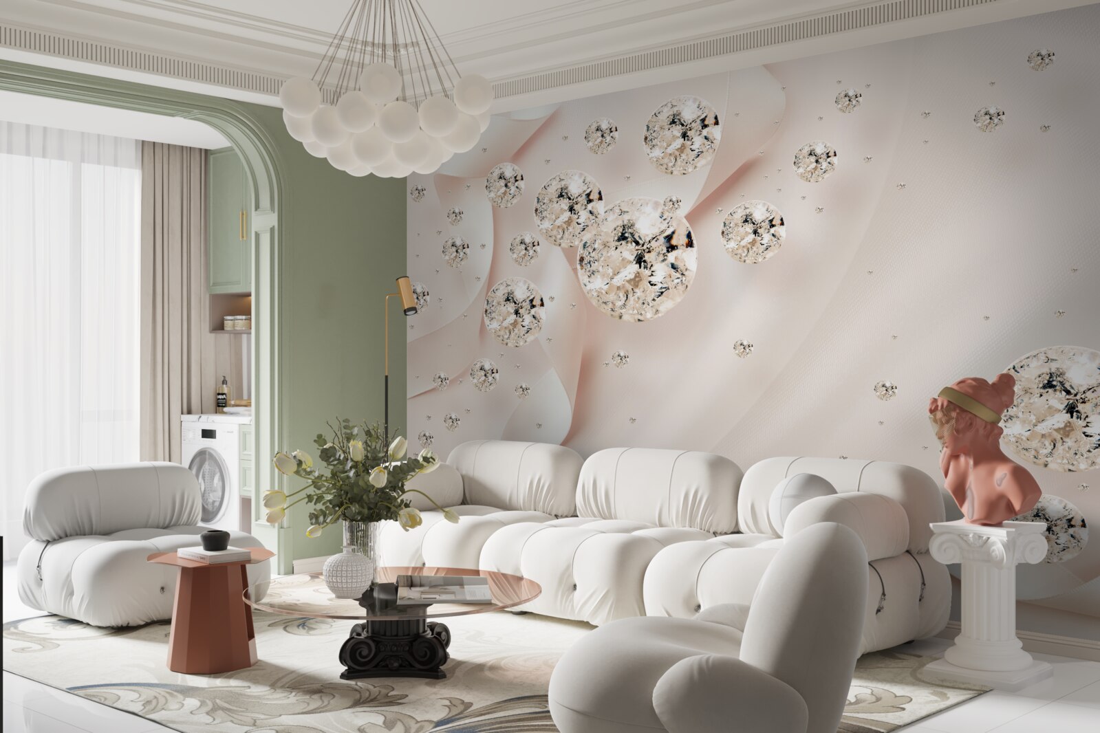 Papier peint perles et boucles