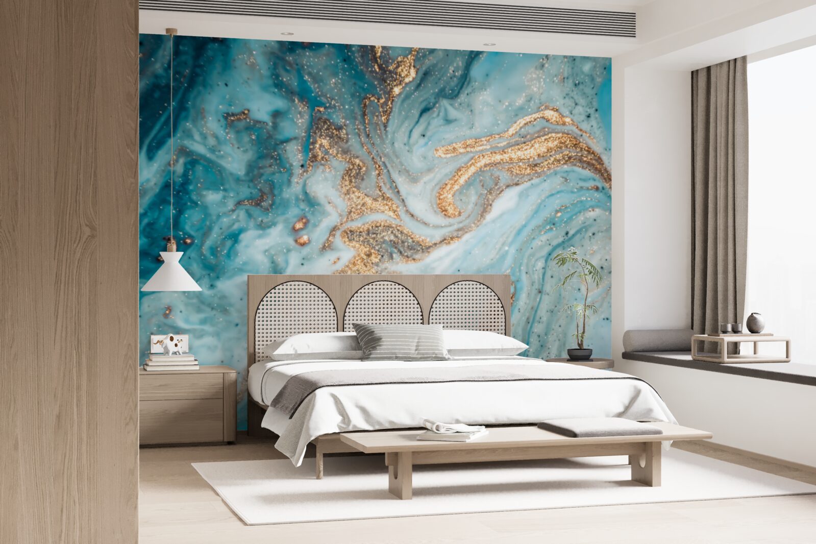 Papier peint liquide turquoise