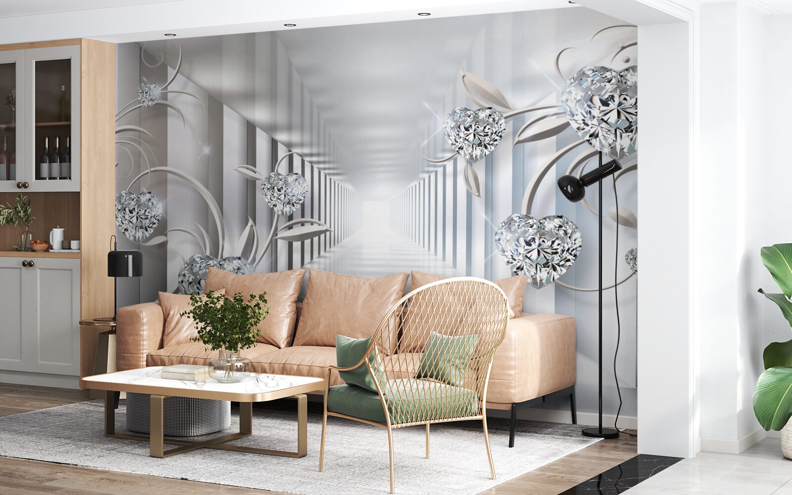 Papier peint couloir de diamants