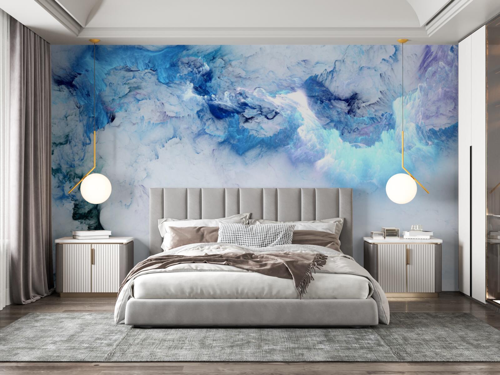Papier peint liquide bleu