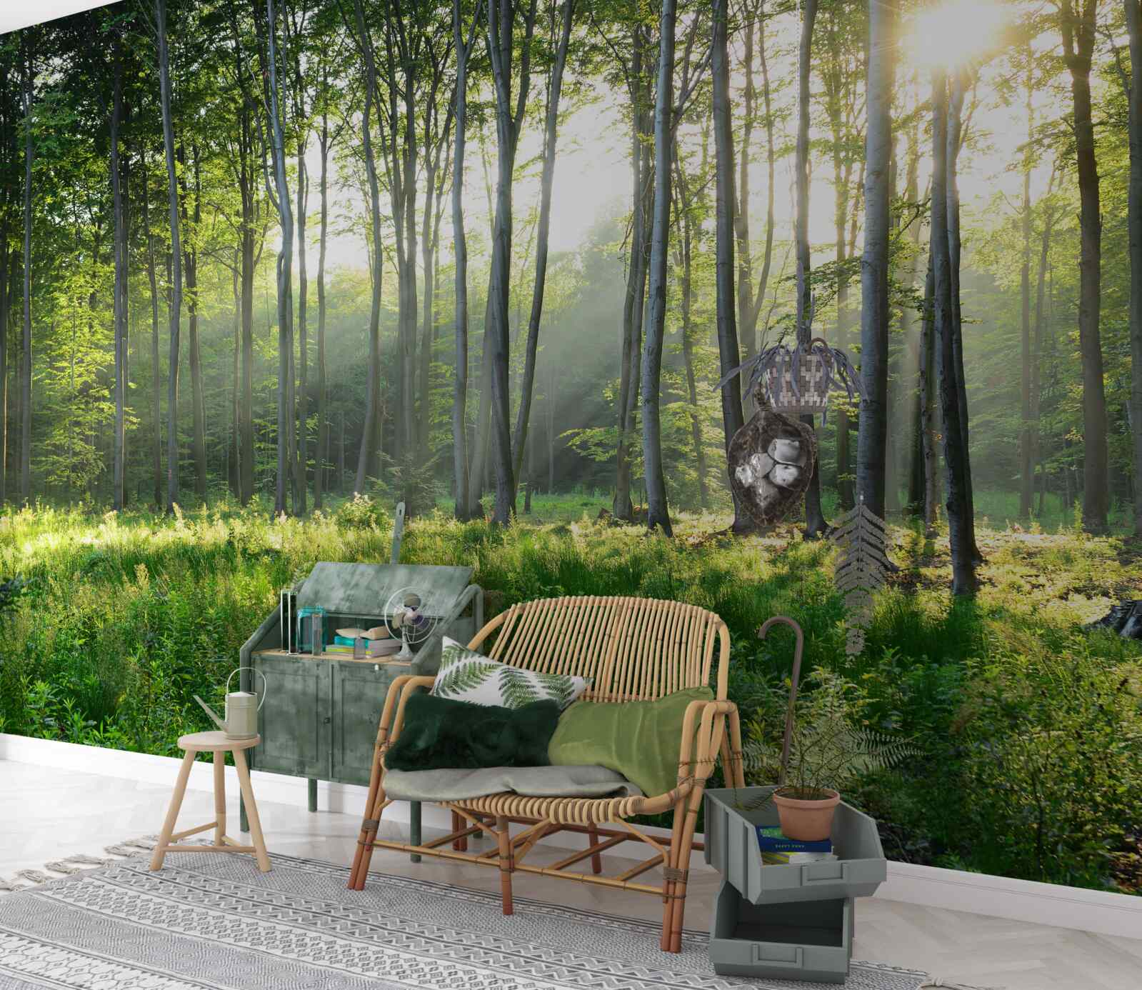 Papier peint une forêt éclairée par le soleil