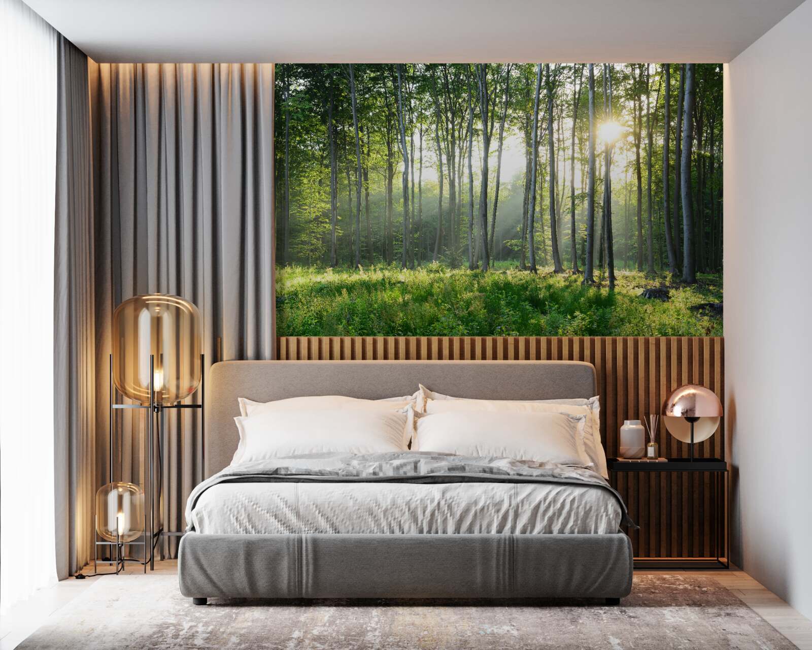 Papier peint une forêt éclairée par le soleil