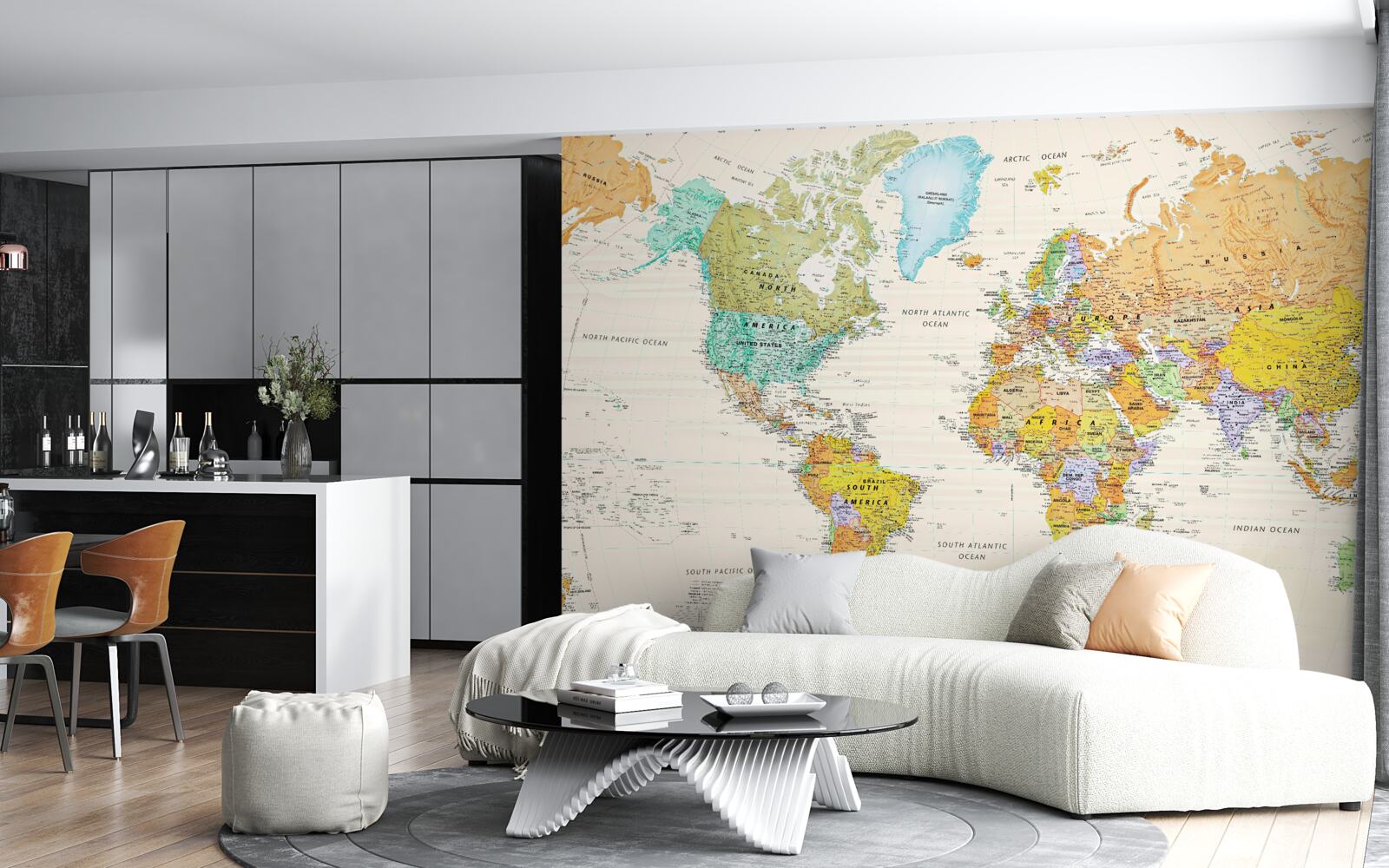 Papier peint carte du monde sur fond clair