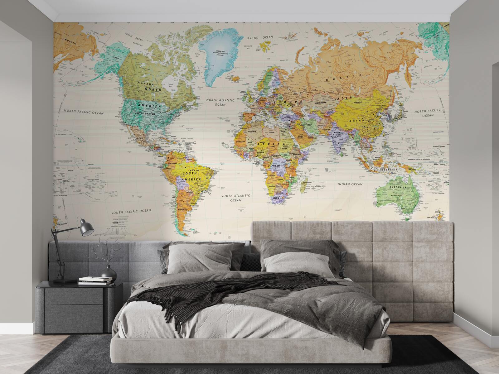 Papier peint carte du monde sur fond clair