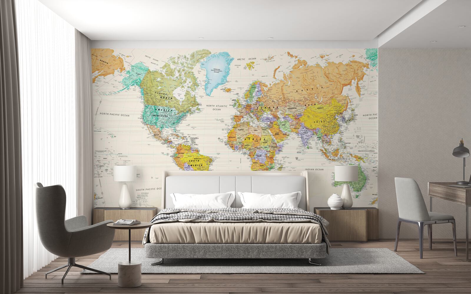 Papier peint carte du monde sur fond clair