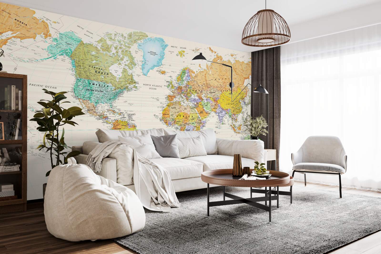 Papier peint carte du monde sur fond clair