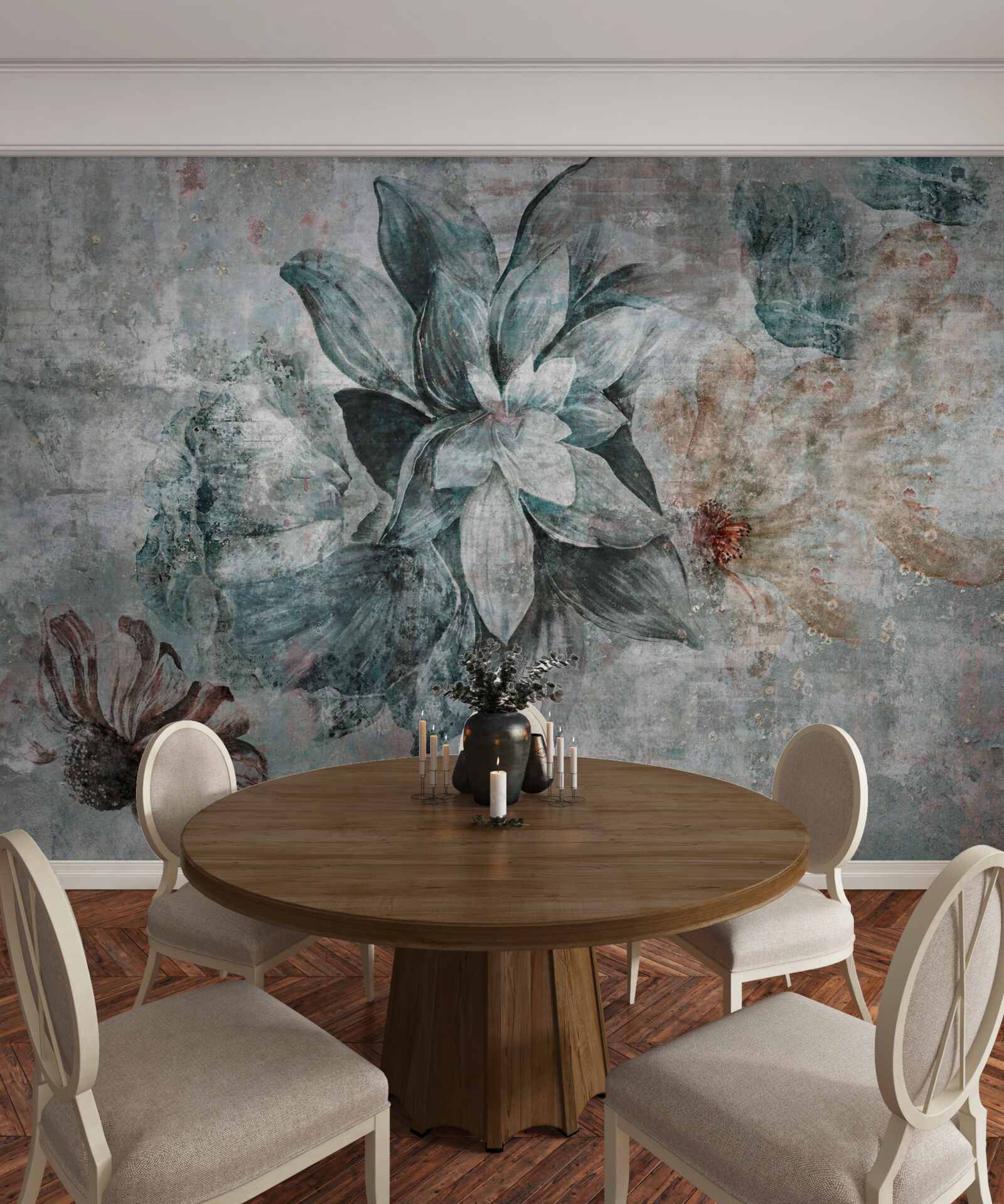 Papier peint fleurs décorées dans un style vintage