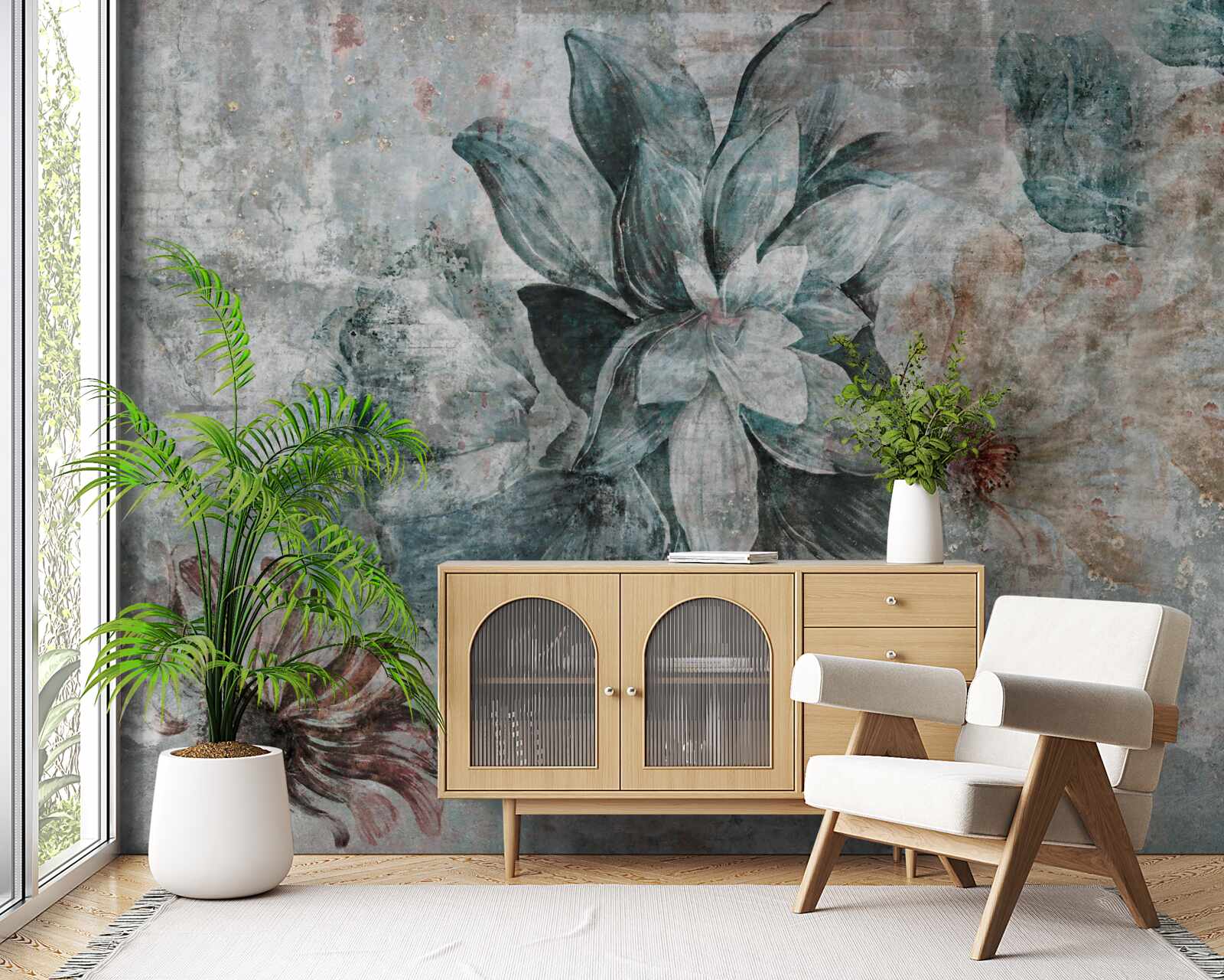 Papier peint fleurs décorées dans un style vintage
