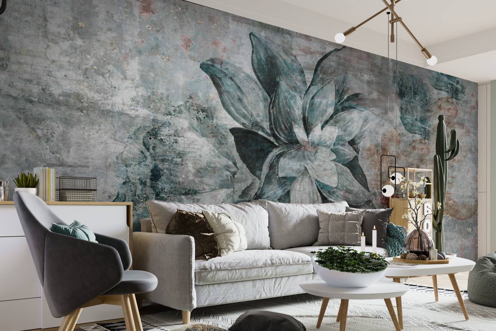 Papier peint fleurs décorées dans un style vintage