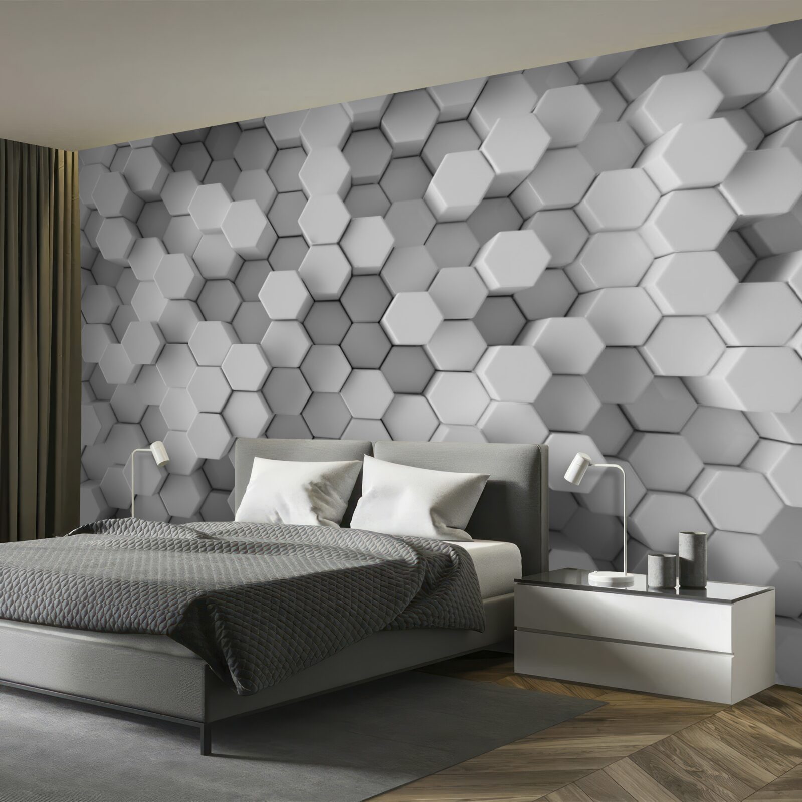 Papier peint grandes formes hexagonales