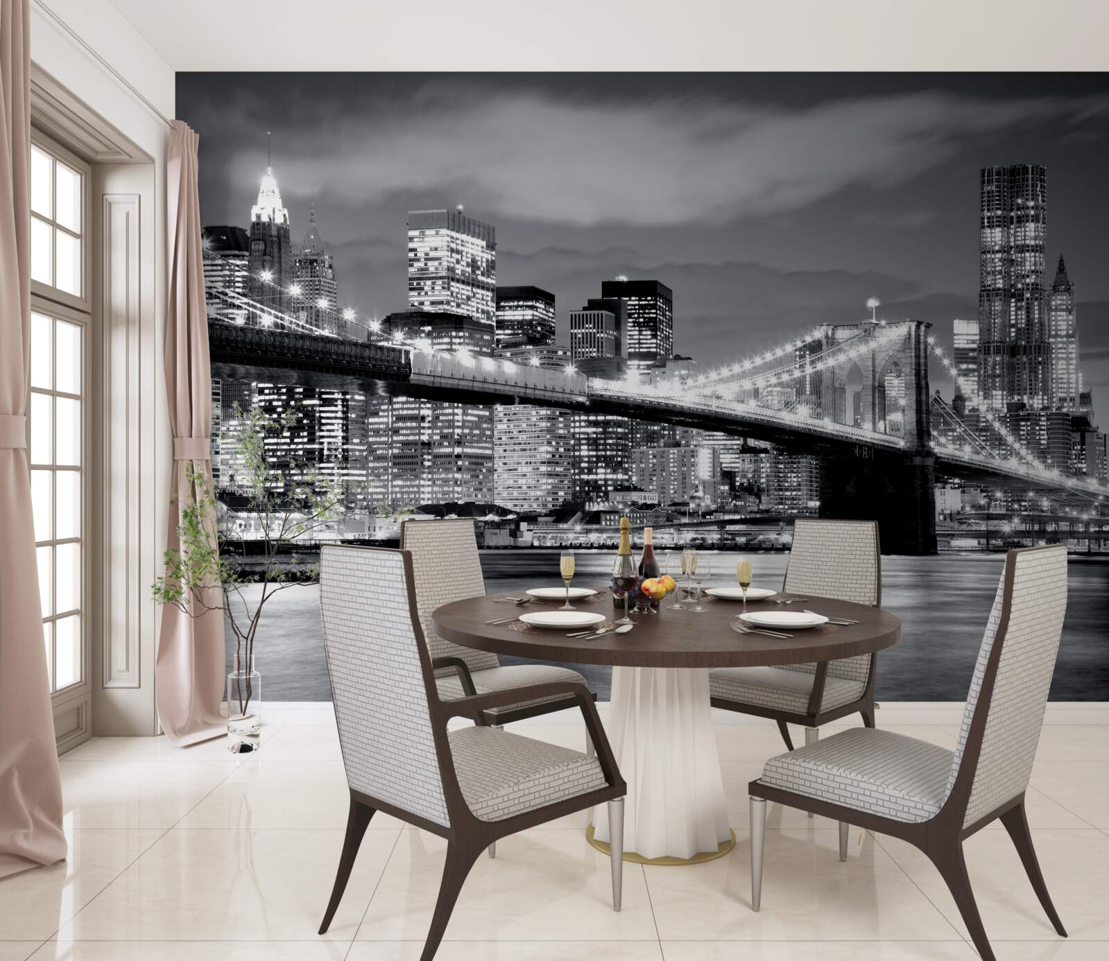 Papier peint new york en noir et blanc