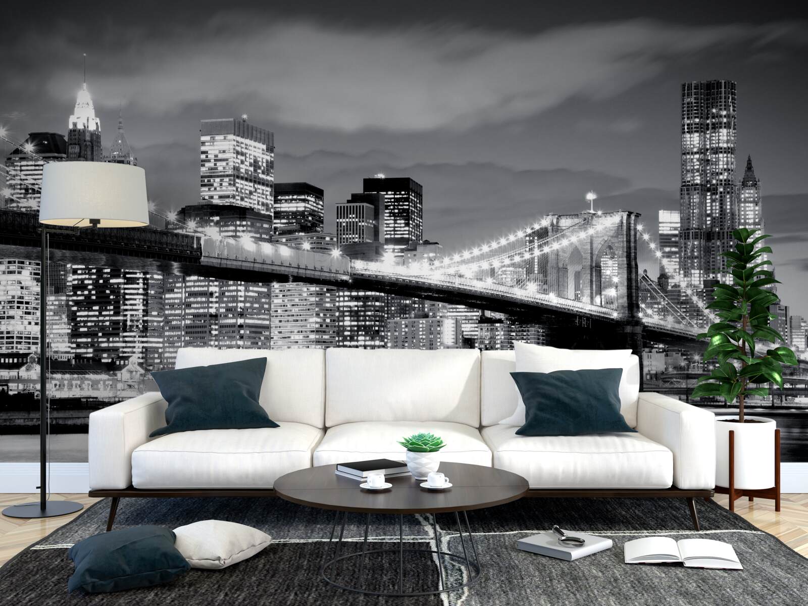 Papier peint new york en noir et blanc