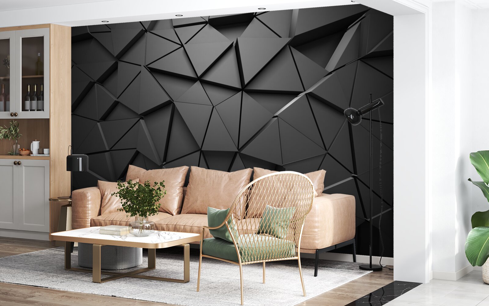 Papier peint Mur volumétrique en noir