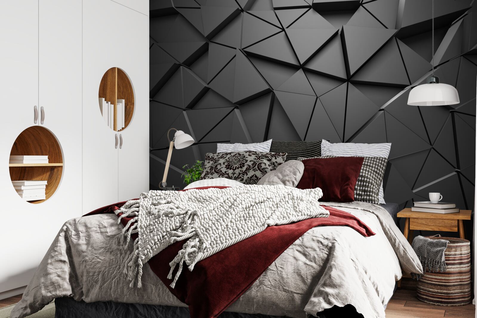 Papier peint Mur volumétrique en noir