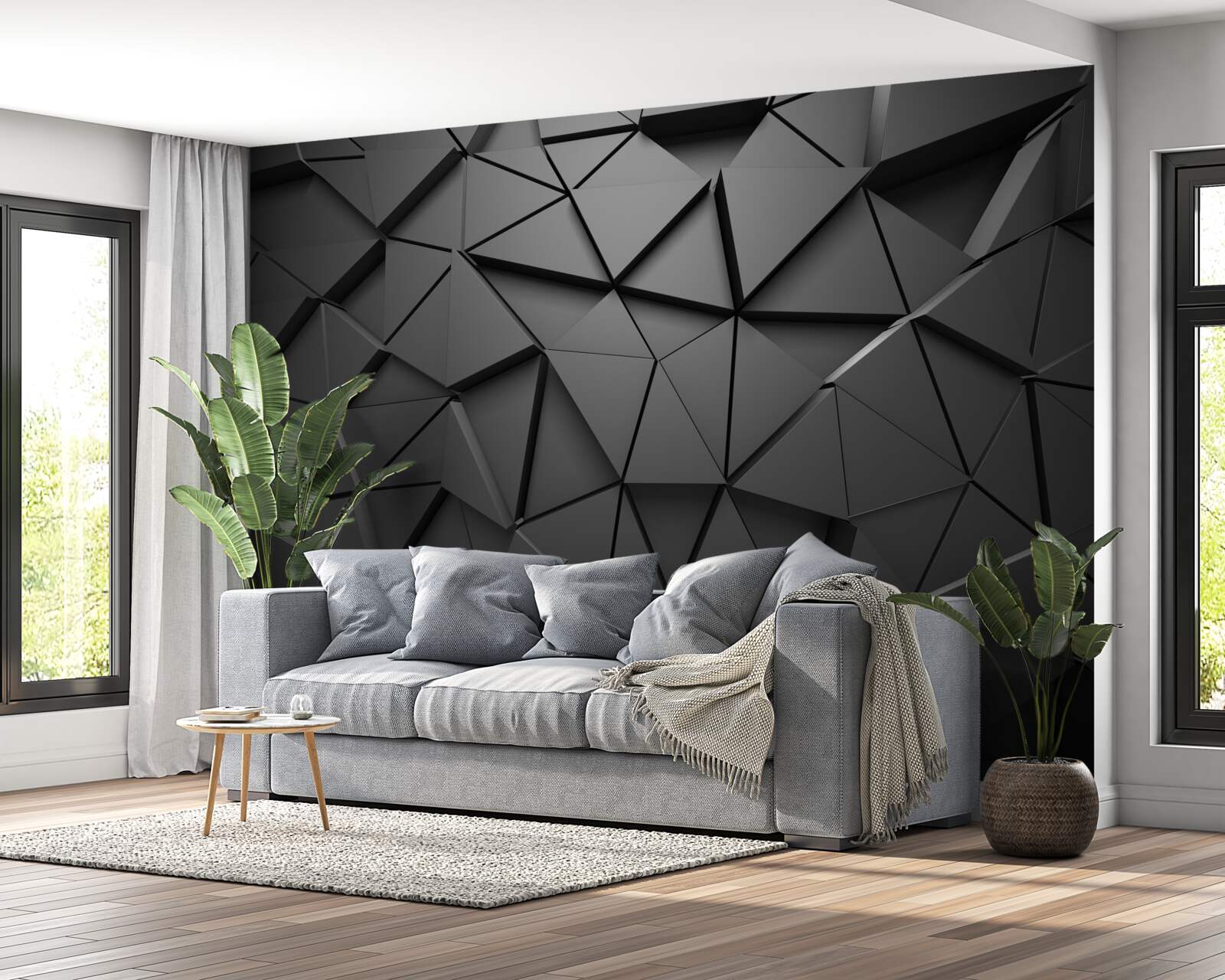 Papier peint Mur volumétrique en noir