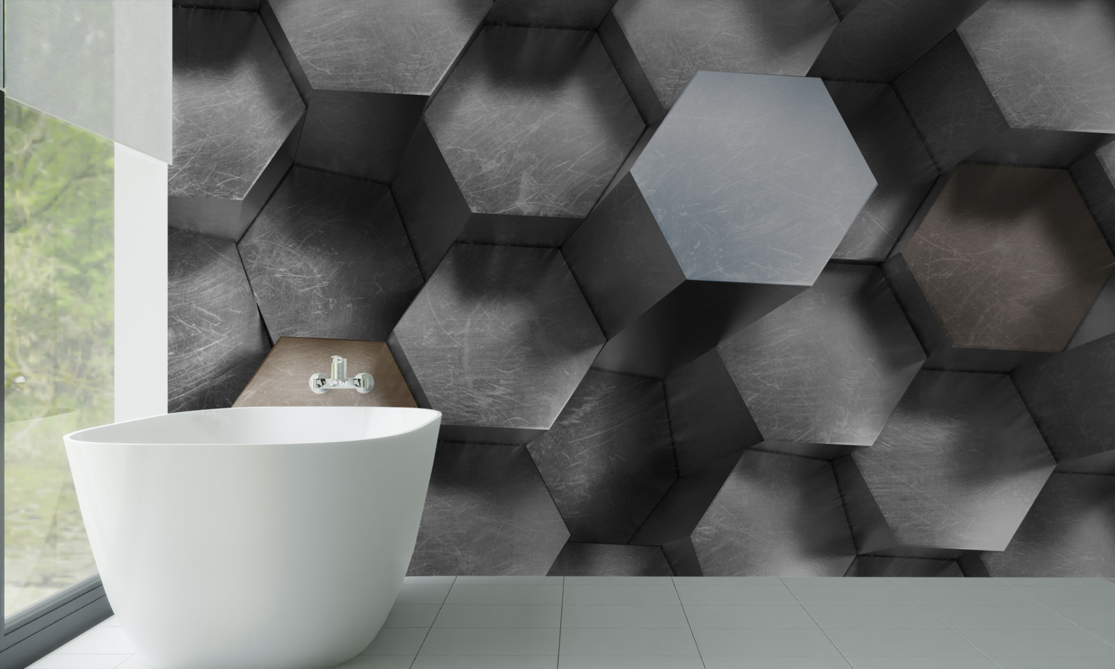 Papier peint des hexagones de grand volume