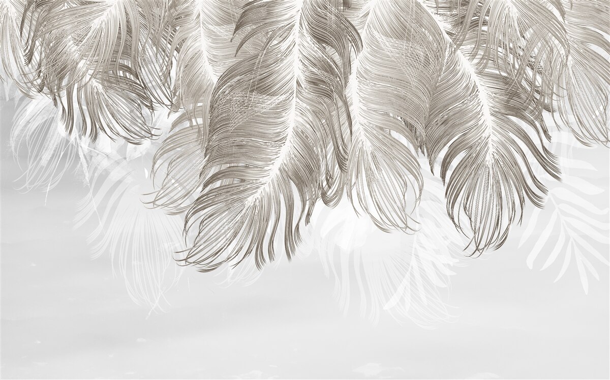 Papier peint plumes brunes