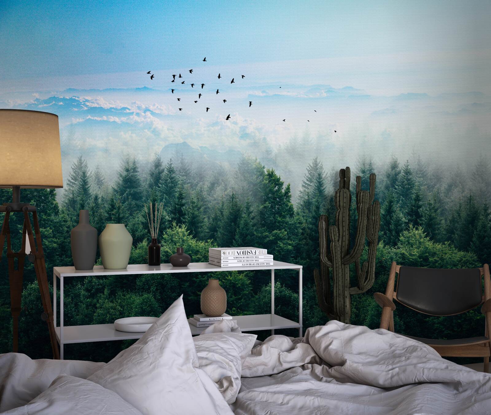 Papier peint brouillard dans la forêt