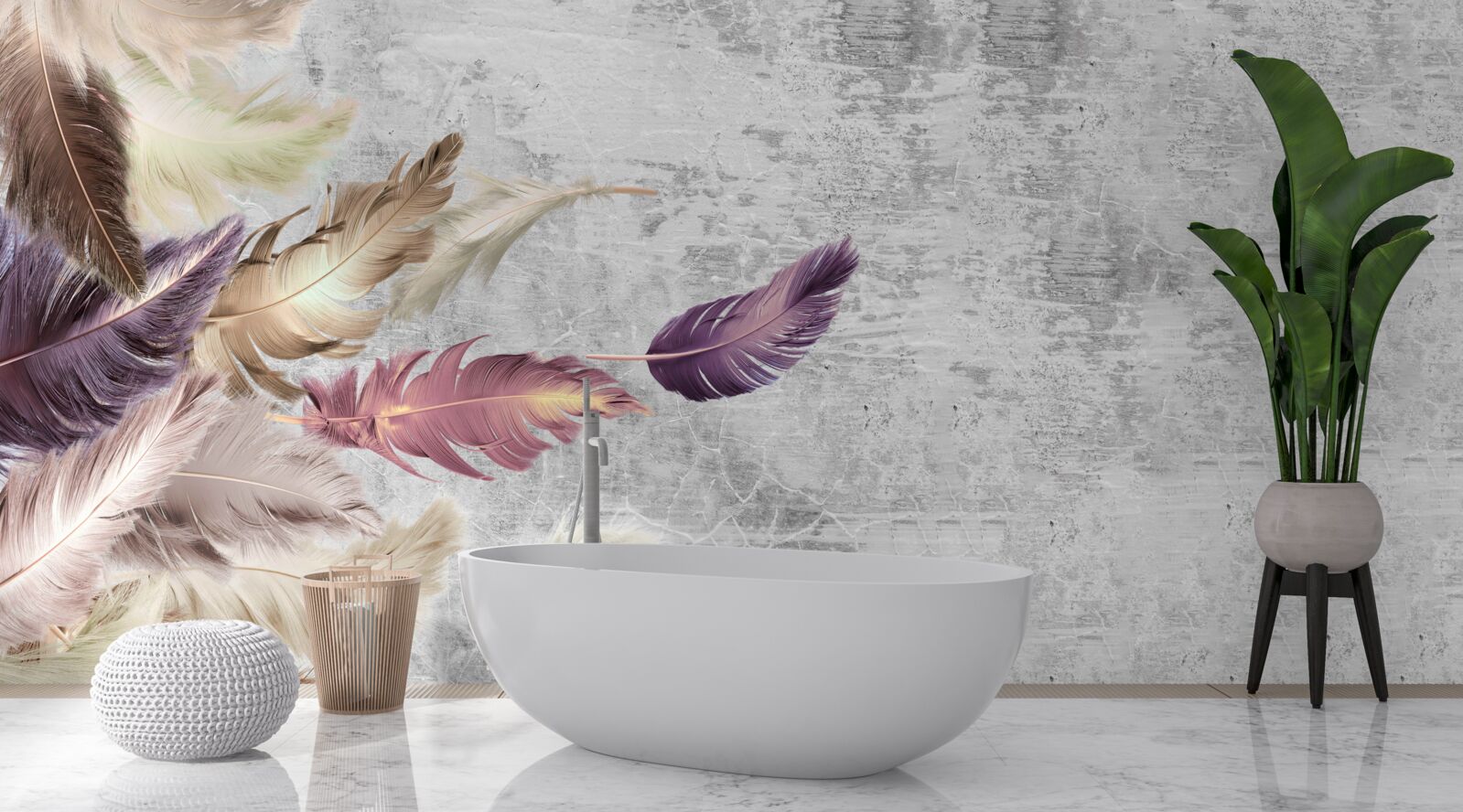 Papier peint plumes flottant dans l'air