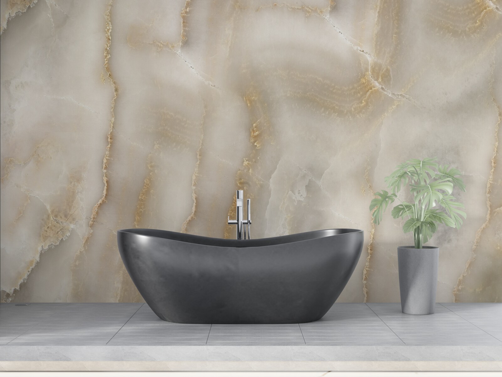 Papier peint Mur décoré de marbre beige