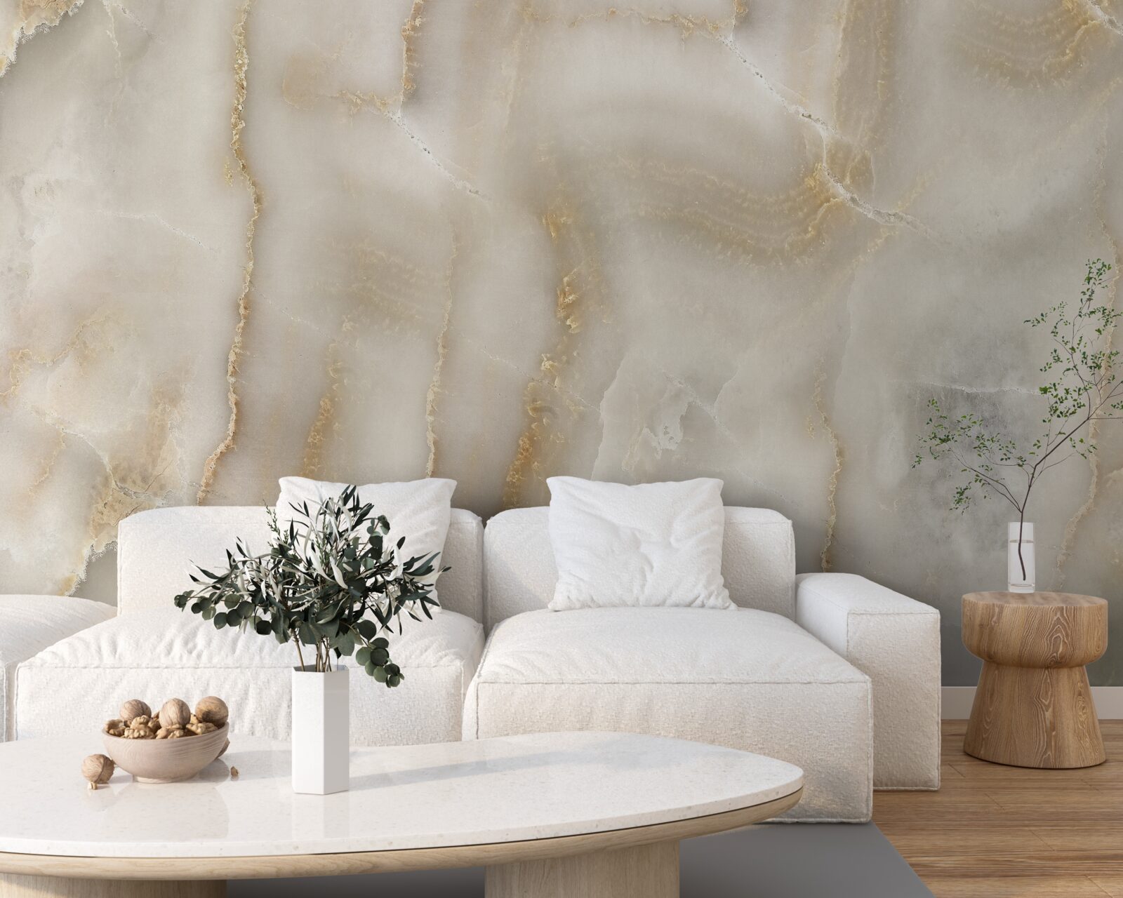 Papier peint Mur décoré de marbre beige