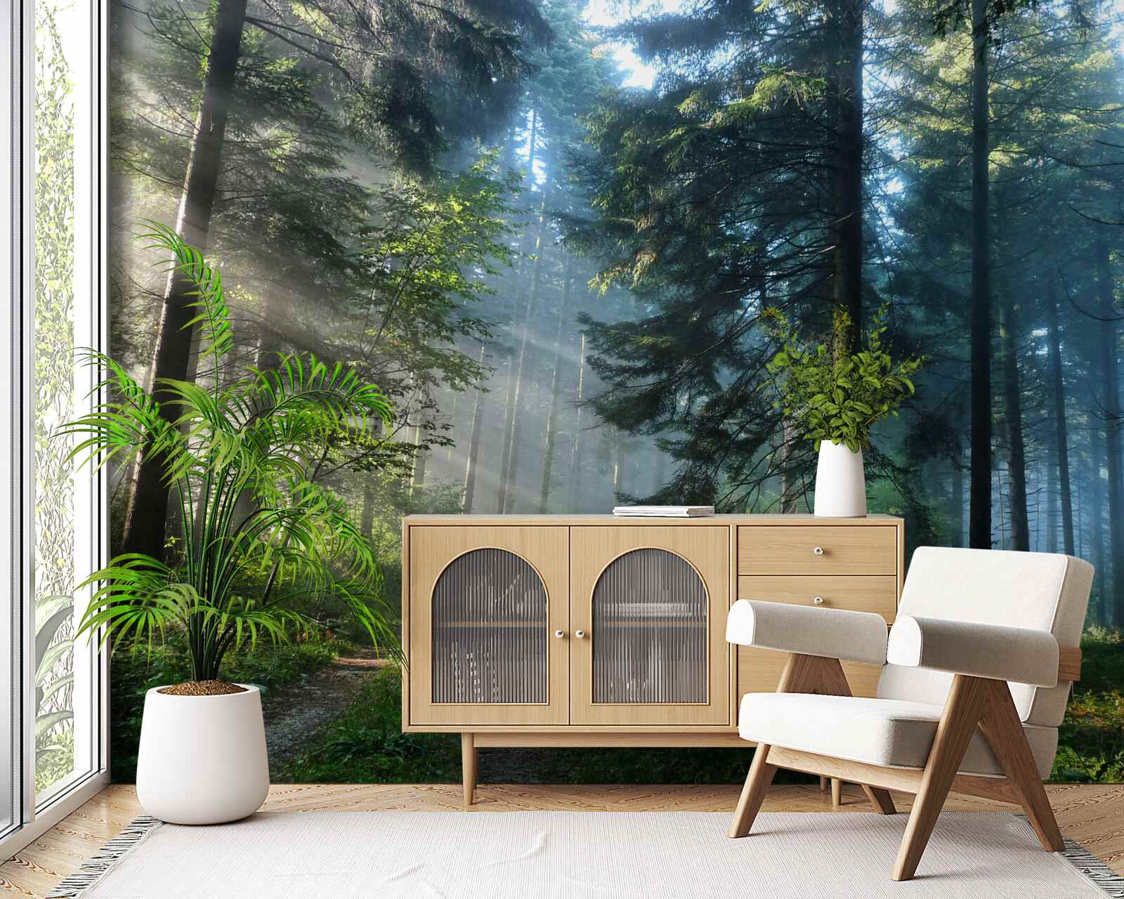 Papier peint une forêt de pins
