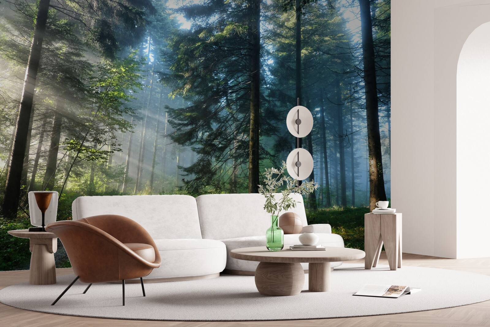 Papier peint une forêt de pins