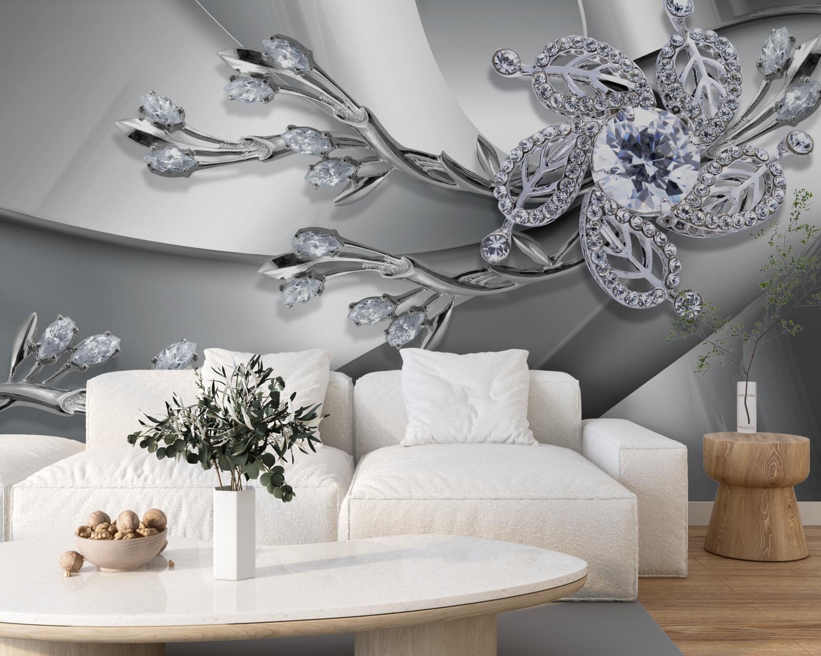 Papier peint fleurs de diamant